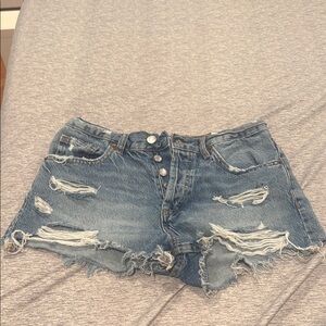 Zara Distressed Blue Denim Shorts (SIZE 4)